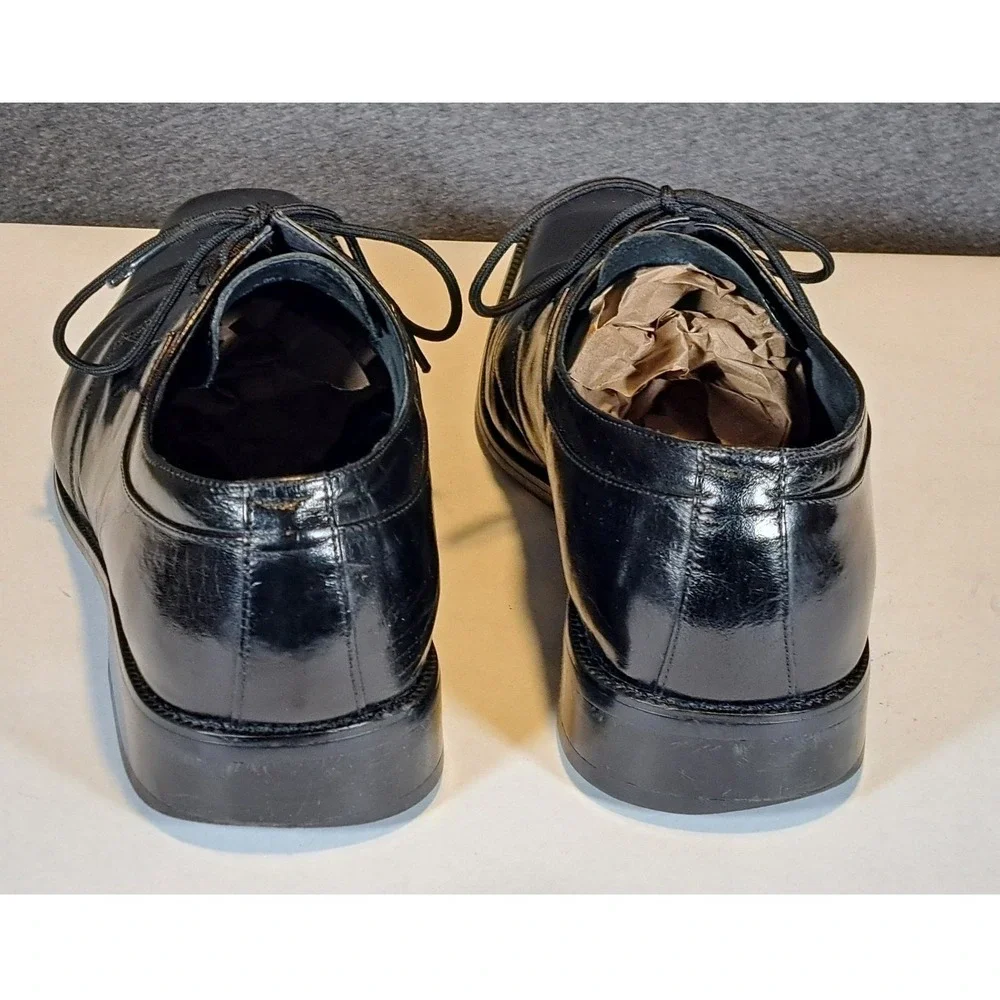 Stacy Adams Mens Black Leather Square Toe Lace Up Oxford Dress Shoes‎ 10.5